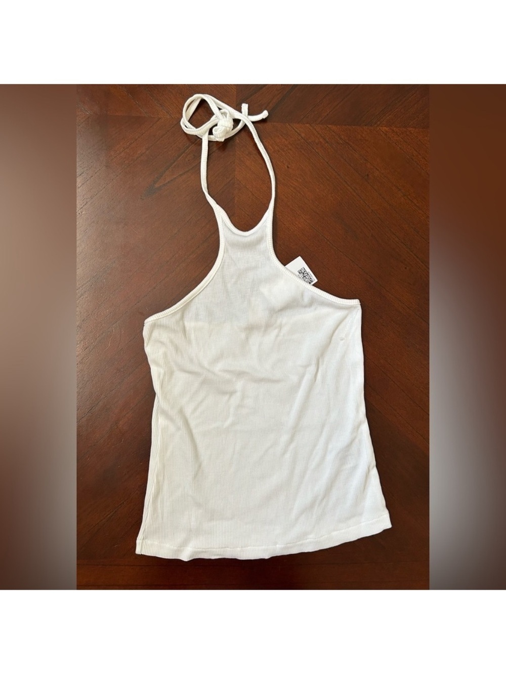 New H&M White Ribbed Halter Tie-Back Tank size xs
